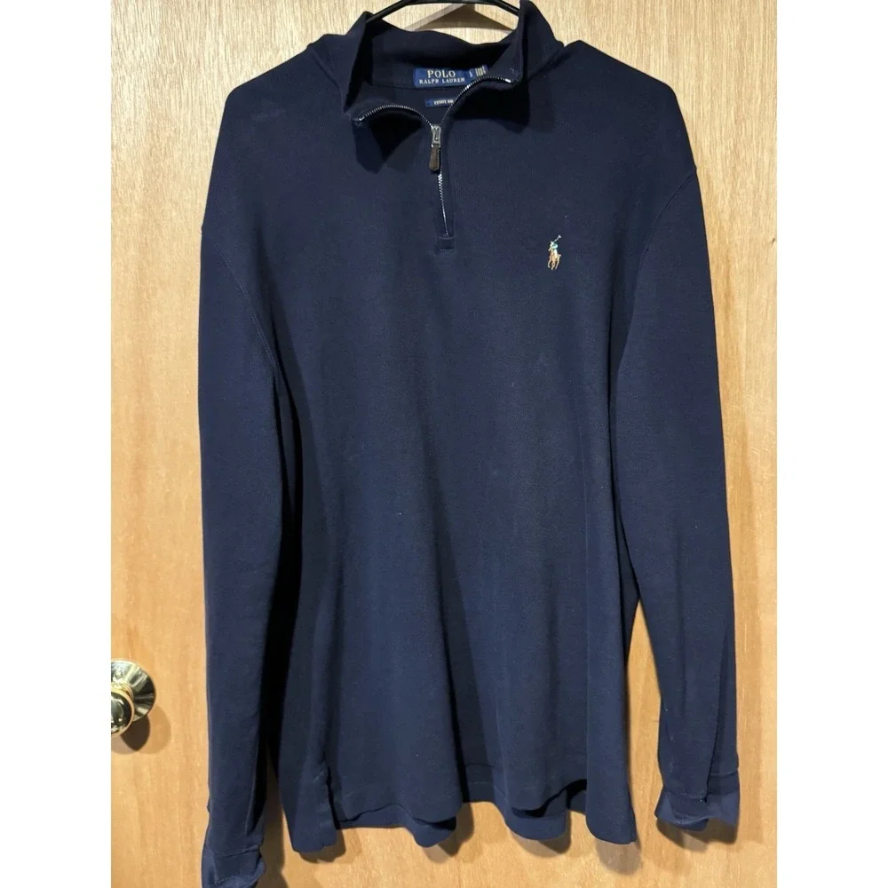 Polo Ralph Lauren Estate Rib 1/4 Zip Pullover Navy Large